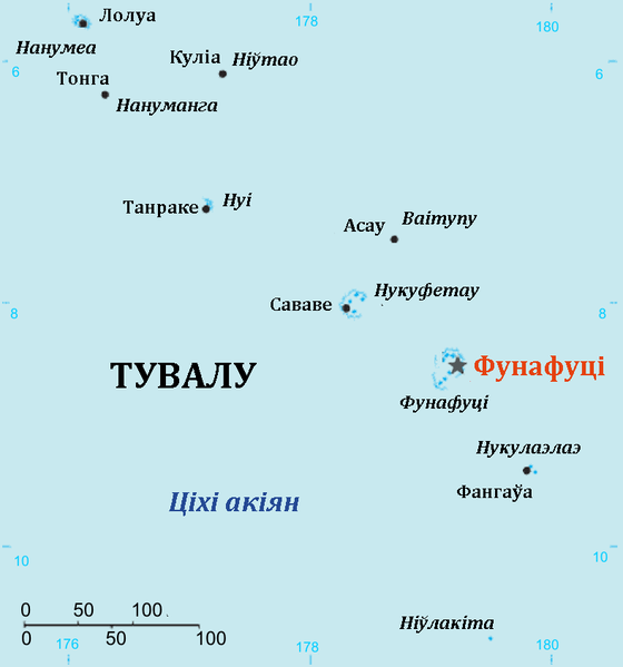Атолл Нукуфетау на карте