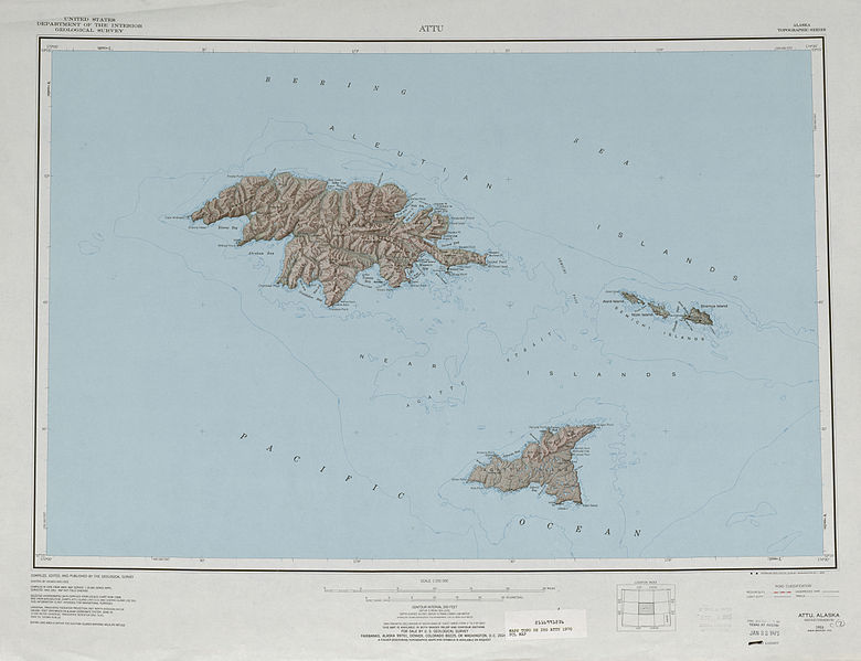 Топографическая карта Ближних островов 1970 года