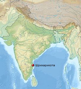 Космодром Шрихарикота на карте Индии