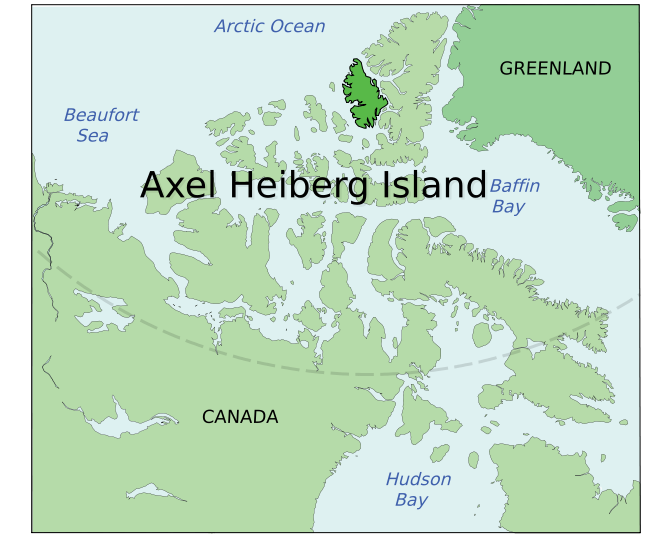 Аксель-Хейберг на карте территории Нунавут