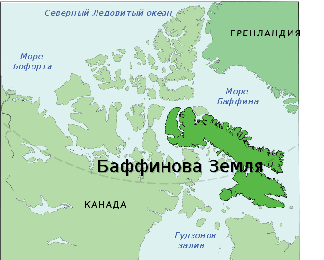 Остров Баффинова Земля на карте мира