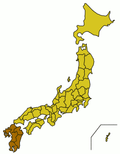 Остров Кюсю на карте Японии