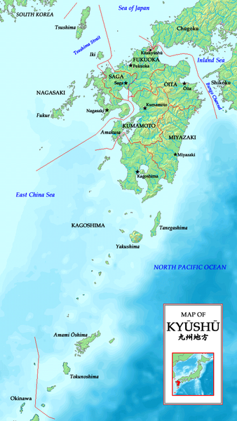 Остров Кюсю на карте мира