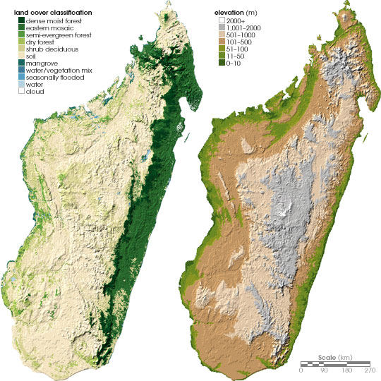 Топографическая карта острова Мадагаскар