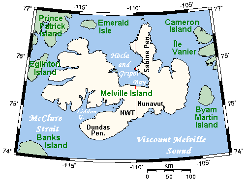 Карта острова Мелвилл