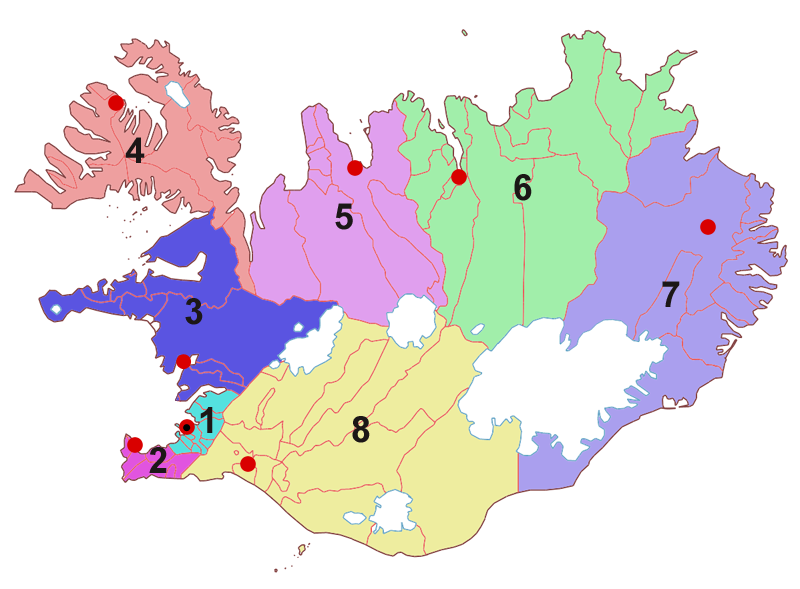 Административная карта Исландии