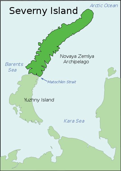Северный остров Новая Земля на карте