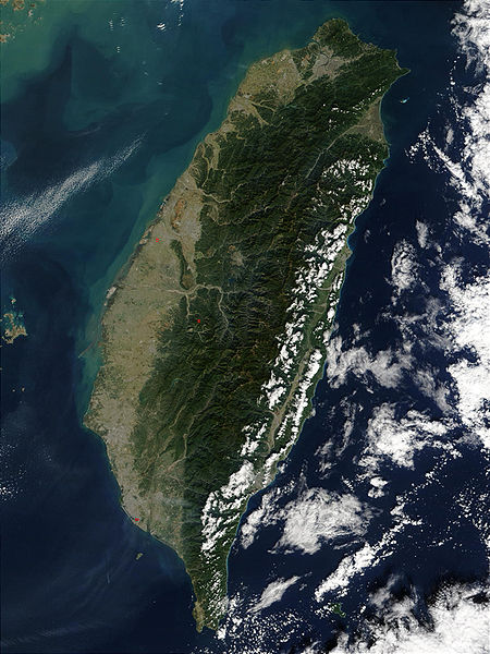 Вид острова Тайваня из космоса