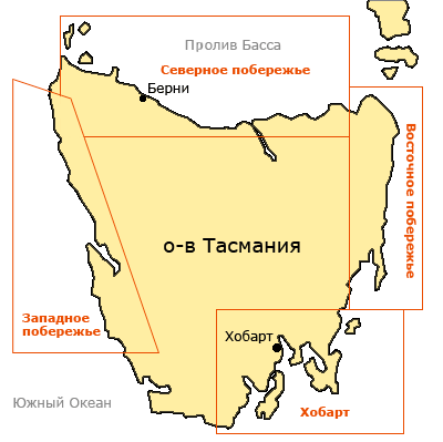 Карта острова Тасмания