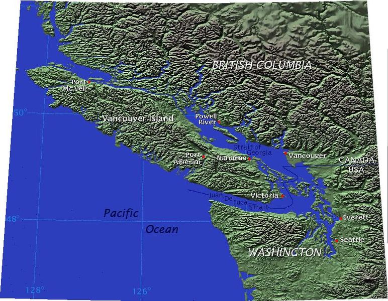 Снимок из космоса острова Ванкувер