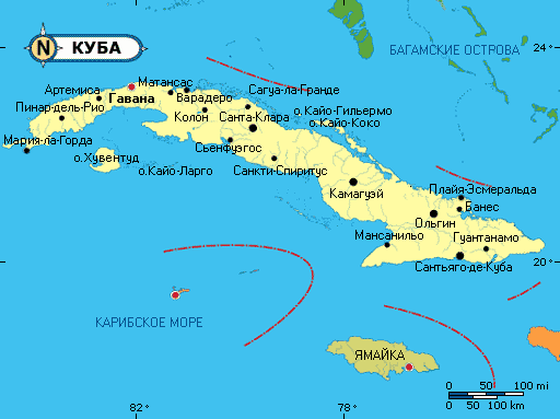 Остров Куба на карте мира