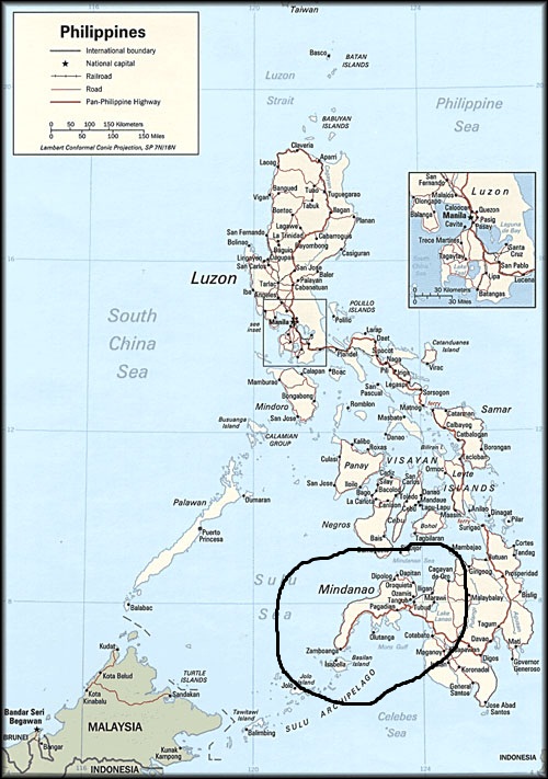 Остров Минданао на карте мира